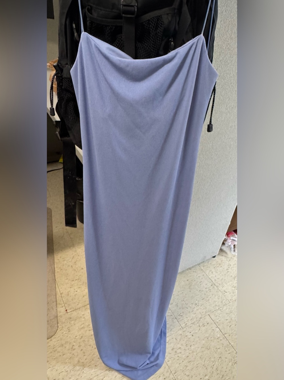 Vintage Sleek Periwinkle Maxi Dress with Cowl Neck